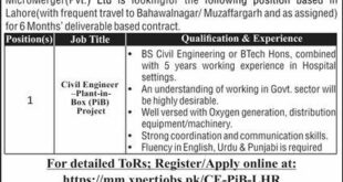 Micro Merger (Pvt) Ltd Latest Jobs In Lahore